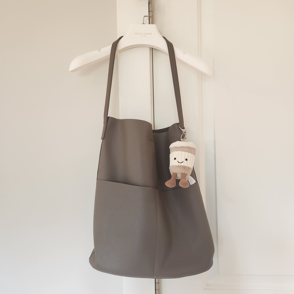 OAK + FORT Gray Tote Bag with Modern Design